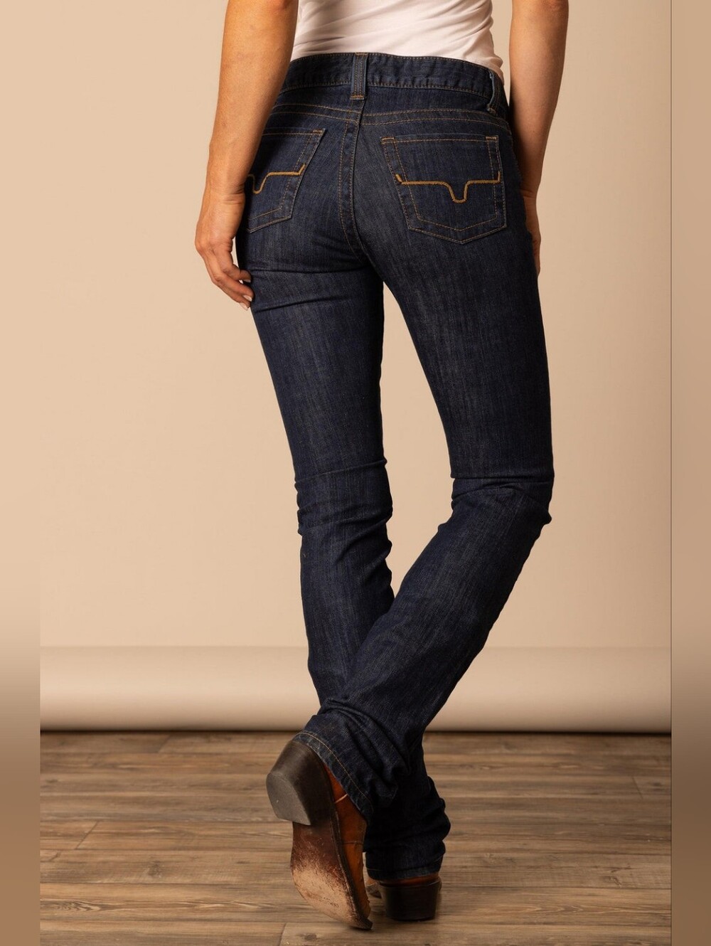 Kimes Ranch Betty Jean Women's 14/36 Dark Wash Mid Rise Straight Leg Western USA